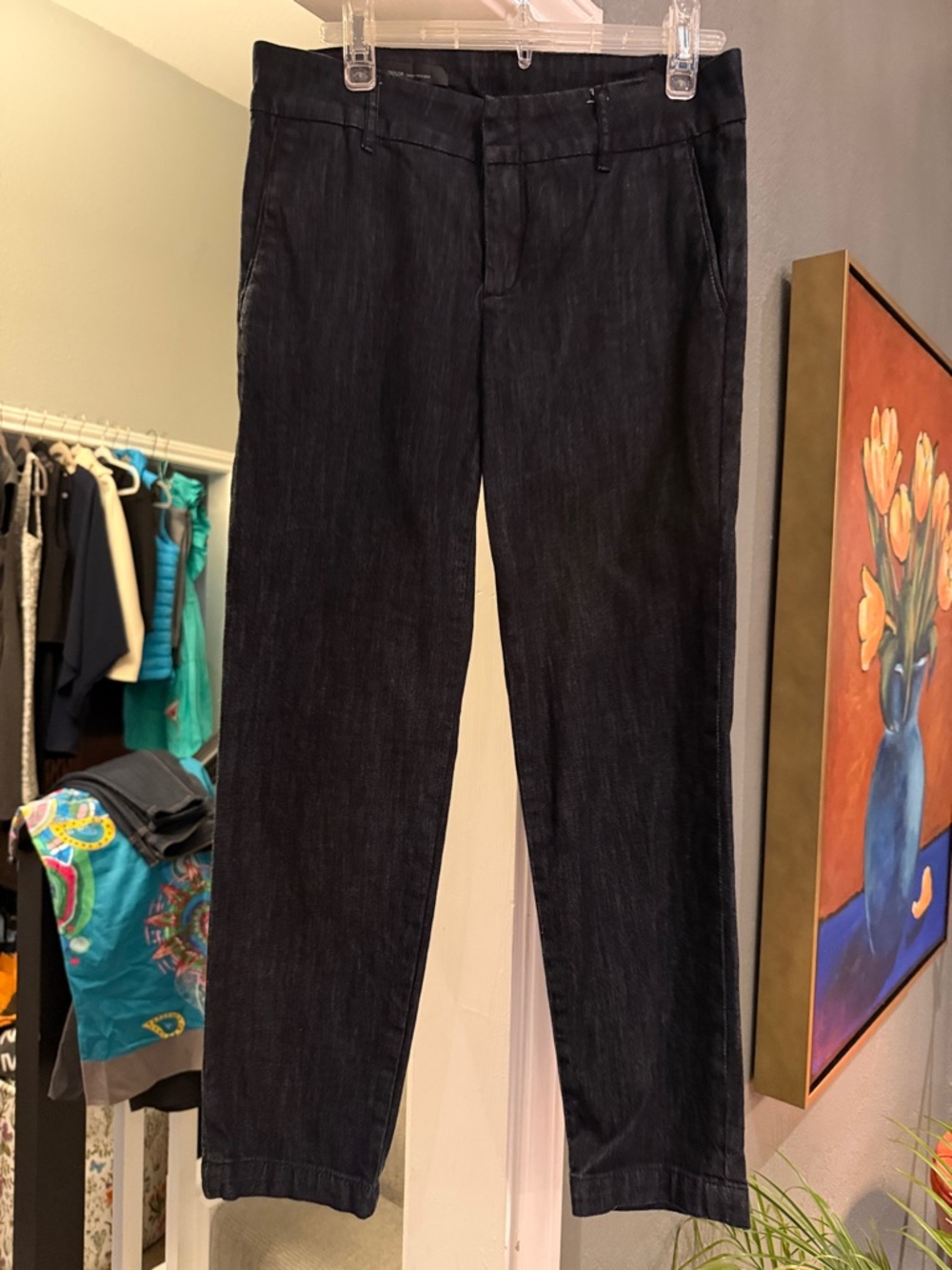 Kut from the Kloth Dark Denim Cropped Straight-Leg Pants